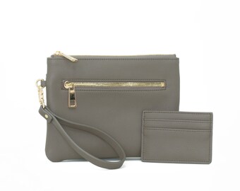 Wristlet Wallet for Women - Stone Gray