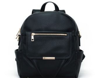 Vintage Black Leather Perlina Smaller Back Pack Unisex Black Leather Small Back Pack Perlina Black Travel Bag Perlina Leather Back Pack Etsy