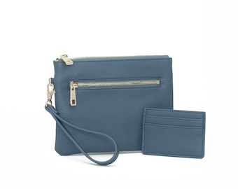Wristlet Wallet for Women - Earthy Blue