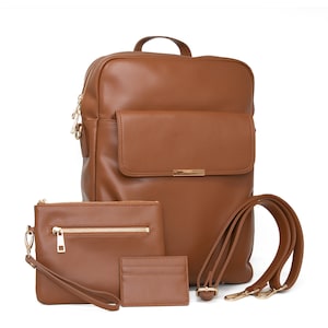 Laptop Bag Backpack - Leather Brown