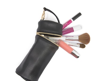Barrel Makeup Bag - Black