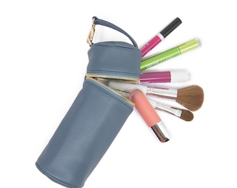 Barrel Makeup Bag - Earthy Blue