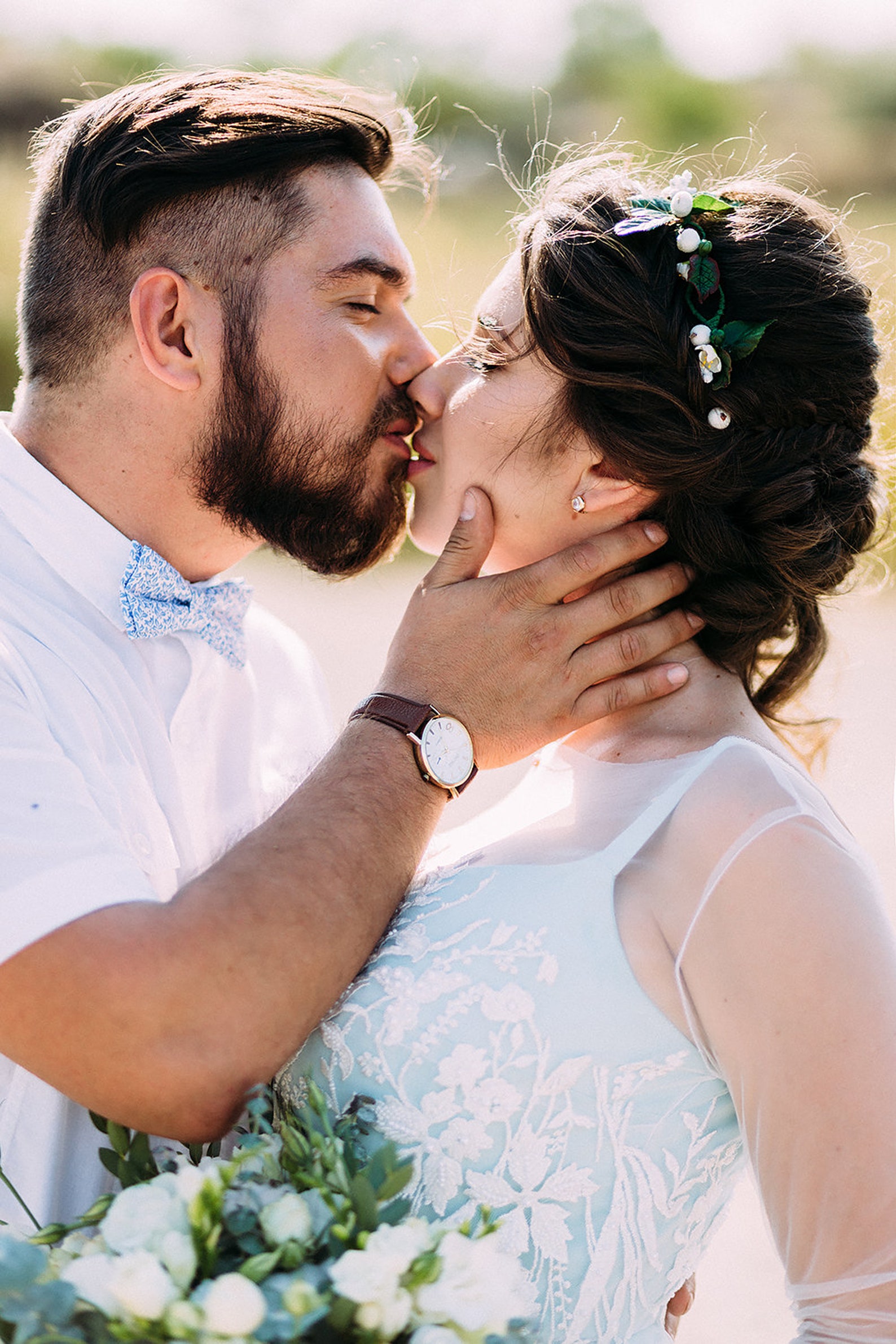 Mint blue wedding dress sleeves with offwhite tulle and lace Etsy