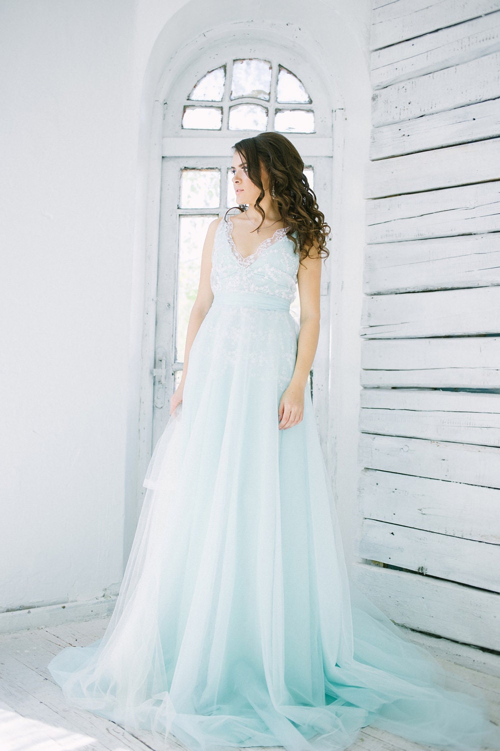 turquoise wedding dress