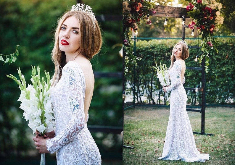 simple ivory lace wedding dress