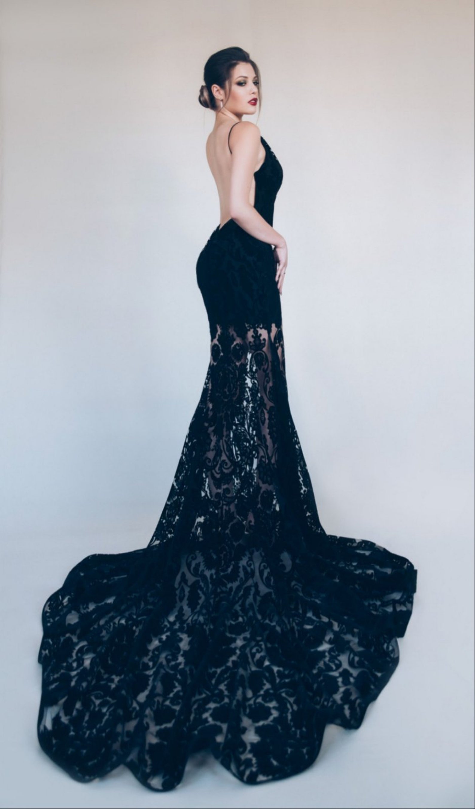 Black Mermaid Wedding Dress Lace Gown Gothic Alternative - Etsy
