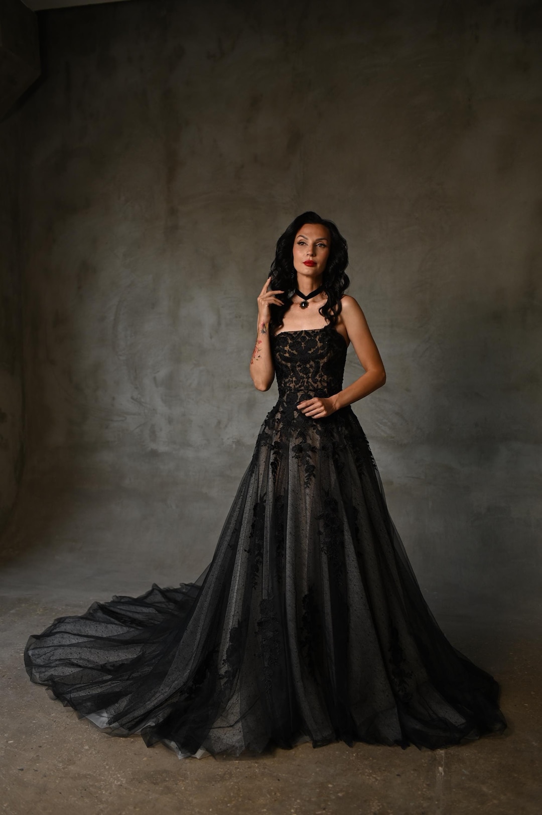 Gothic Black Lace Wedding Dress and off White + Champagne + Blush ...