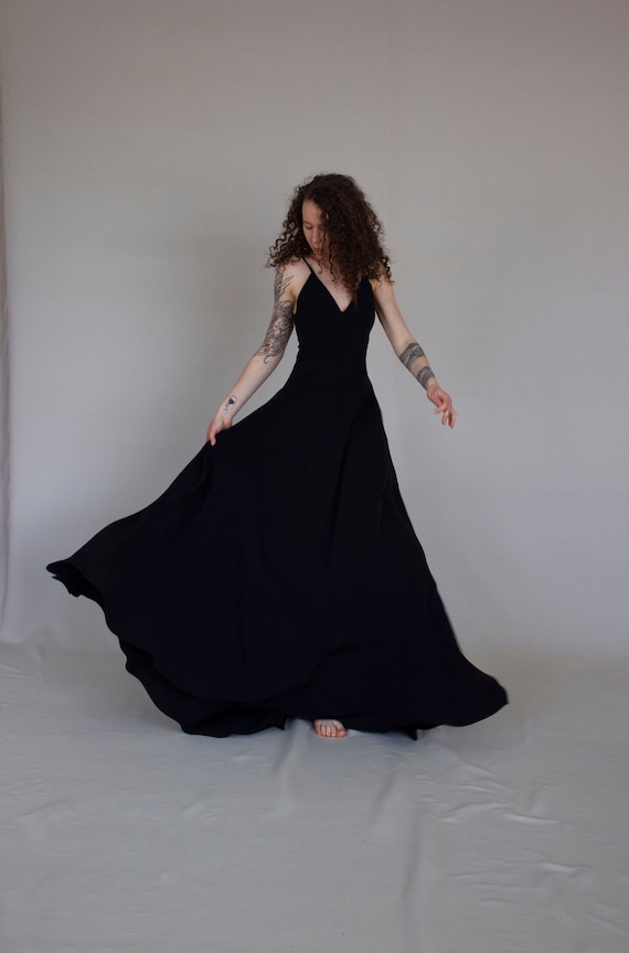 princess polly baby blue dress Simple Black Wedding Dress, Boho Wedding Dress, Summer Crepe Wedding Gown  Spaghetti Straps, Nightie Dress | LUV-LUV