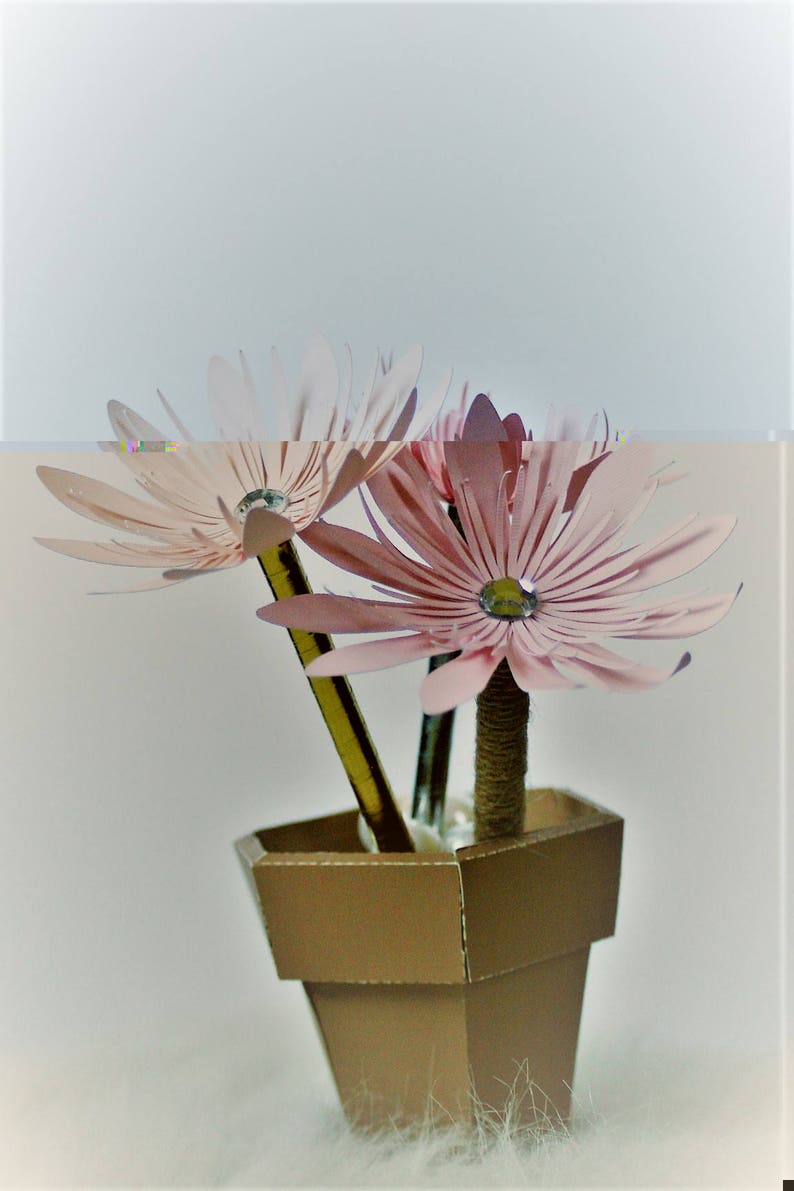 Office Flower Pens Desk Flowerpot Pen Set of 3 Pink Office Etsy