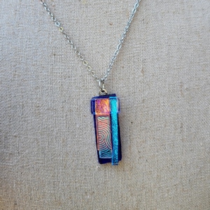 Dichroic glass necklace - fused glass pendant, Art Glass Pendant, gift for her