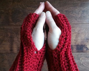 Crochet fingerless gloves,wrist arm warmers,red fingerless gloves,women's fingerless mitttens, crochet valentine gift for her