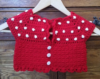 Girl's Red Sweater Cardigan, crochet sweater for sale, red sweater for little girl, child's crochet sweater, cardigan for girls