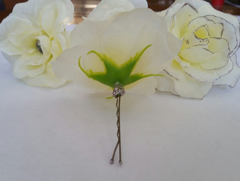 Ivory Rose Hair Pins Silk Rose Wedding Hair Accessories Etsy