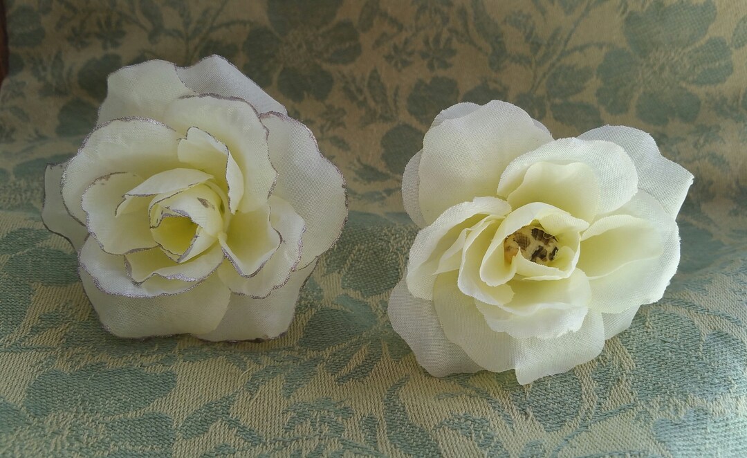 Ivory Rose Hair Pins, Silk Rose Wedding Hair Accessories, Roses for