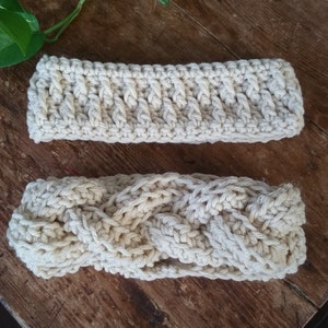 Cream Crochet Headband, Crochet Ear warmer, women's boho head band, off white ear warmer, alpine stitch ear warmer, braided headband image 1