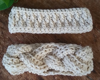 Cream Crochet Headband, Crochet Ear warmer, women's boho head band, off white ear warmer, alpine stitch ear warmer, braided headband