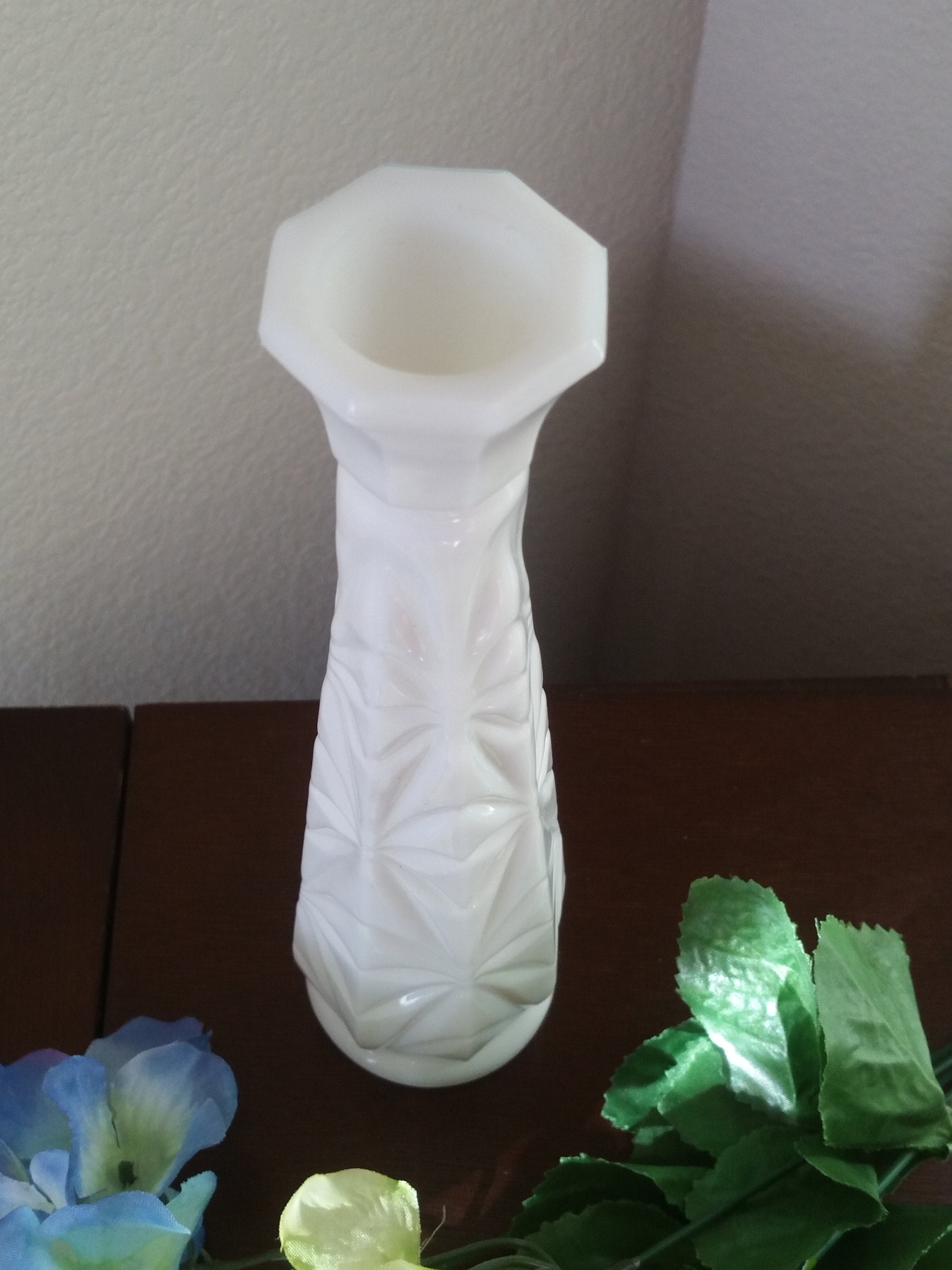 Vintage Milk Glass Flower Vase Pressed Glass Bud Vase Etsy UK