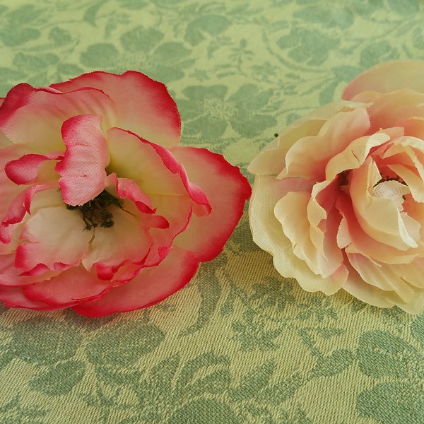 Large Peony Flower Hair Pins, hot pink apricot flower barettes, fairy hair flowers, hair flower pin,for bride's maids,flower gift, valentine