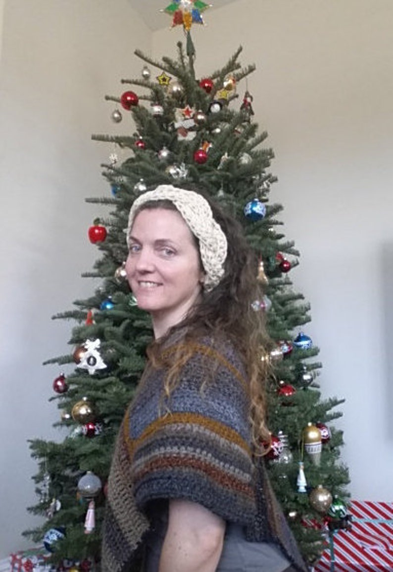 Cream Crochet Headband, Crochet Ear warmer, women's boho head band, off white ear warmer, alpine stitch ear warmer, braided headband Braided headband