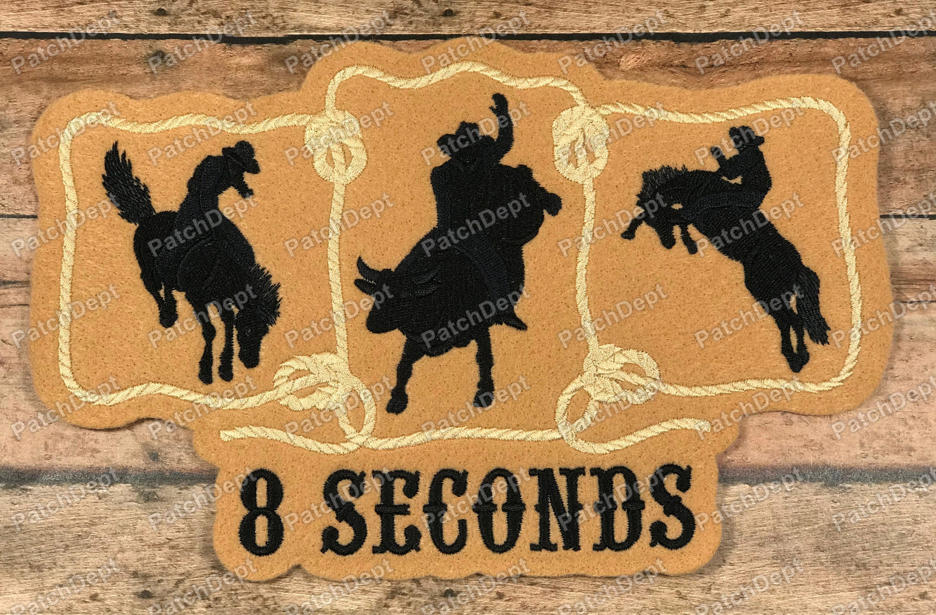 8 Seconds Bull Riding Embroidered Iron-on Patch Available  Etsy