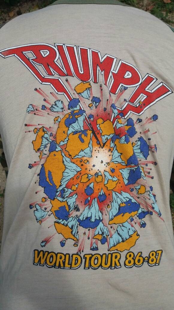 Original Vtg 80s Triumph Tour 85 Iron Maiden Kiss Dio Camo