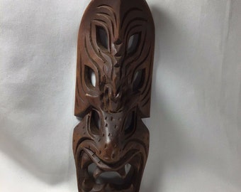 HAWAIIAN ISLAND TIKI HEAD WALL MASK SCULPTURE Polynesia Pool Tropical Luau Art