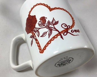 Love Lace Heart Rose Mothers Day Stoneware Mug Kiln Craft