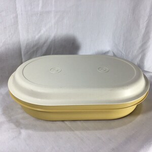Tupperware 2 piezas 13x9 Servidor ovalado Cosecha Oro Almendra #1326-10 #1328-10