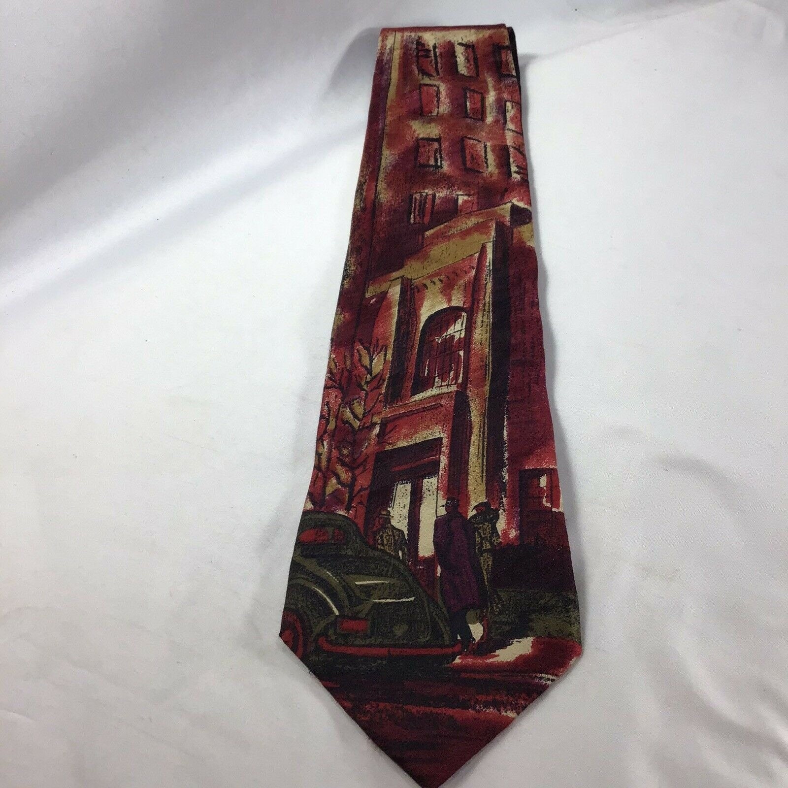 Bugatti Necktie Tie Retro Scene 40s Car Burgundy Rust Purple - Etsy