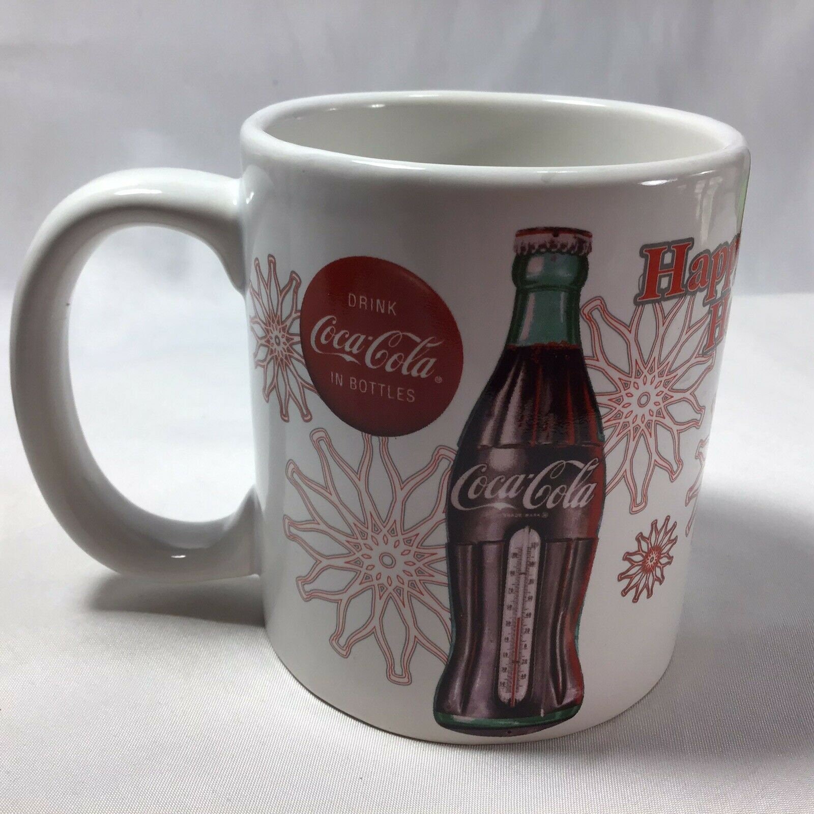Drink Coca Cola in Bottles Santa Happy Holidays 10 oz Mug Houston Harvest