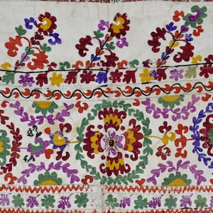 Antique Uzbek Suzani Fragment- Decorative Panel