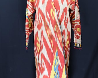 Ikat printed Central Asian Robe