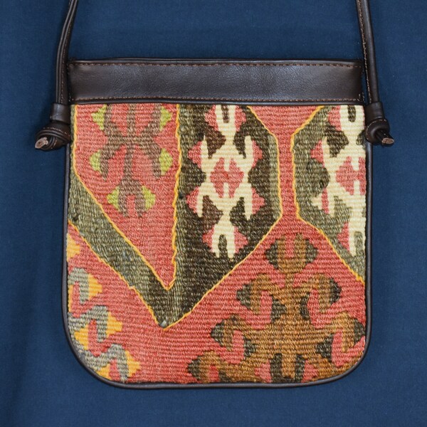 Turkish Kilim & Leather Crossbody Bag  - Small  ( 5s)
