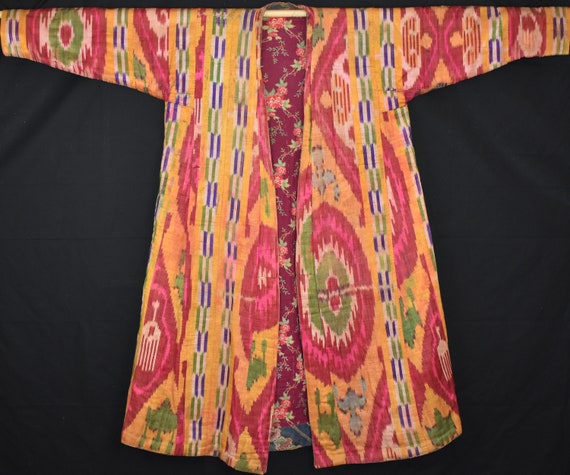 antique silk ikat robe, Uzbekistan