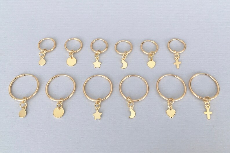 Gold Filled 16mm Hoop Earrings with Star Charms