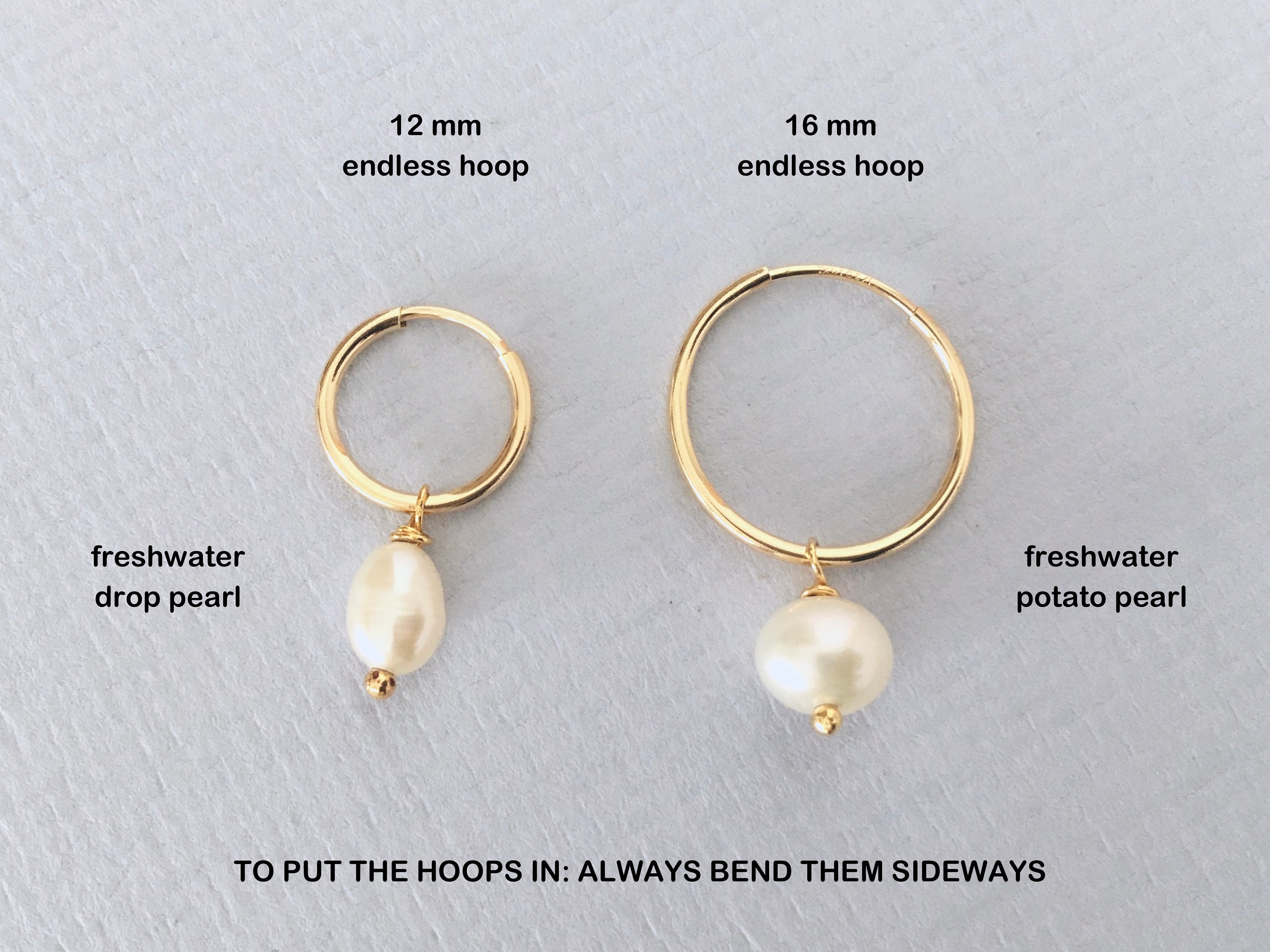 White Freshwater M&M Pearl on Endless Hoops Earrings
