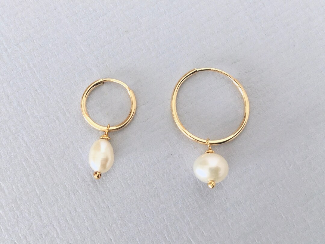 POTATO or DROP PEARL Earring 14k Gold Filled Creole 12 or 16 Etsy