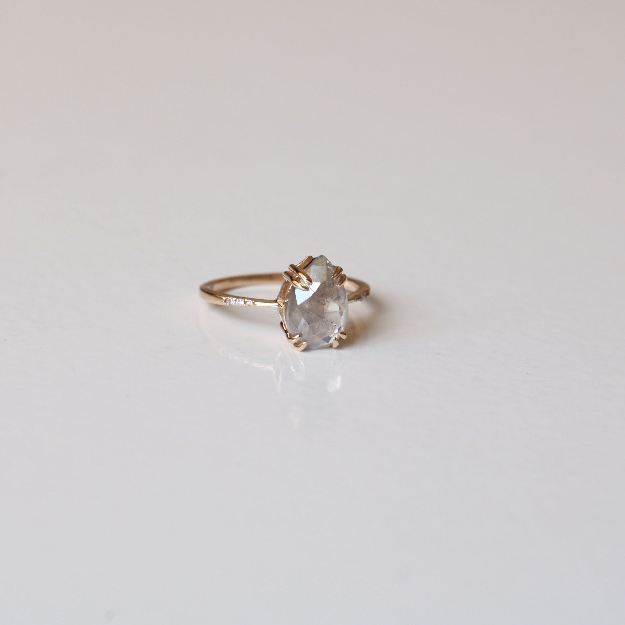 Icy Salt and Pepper Pear Diamond Engagement Ring Etsy