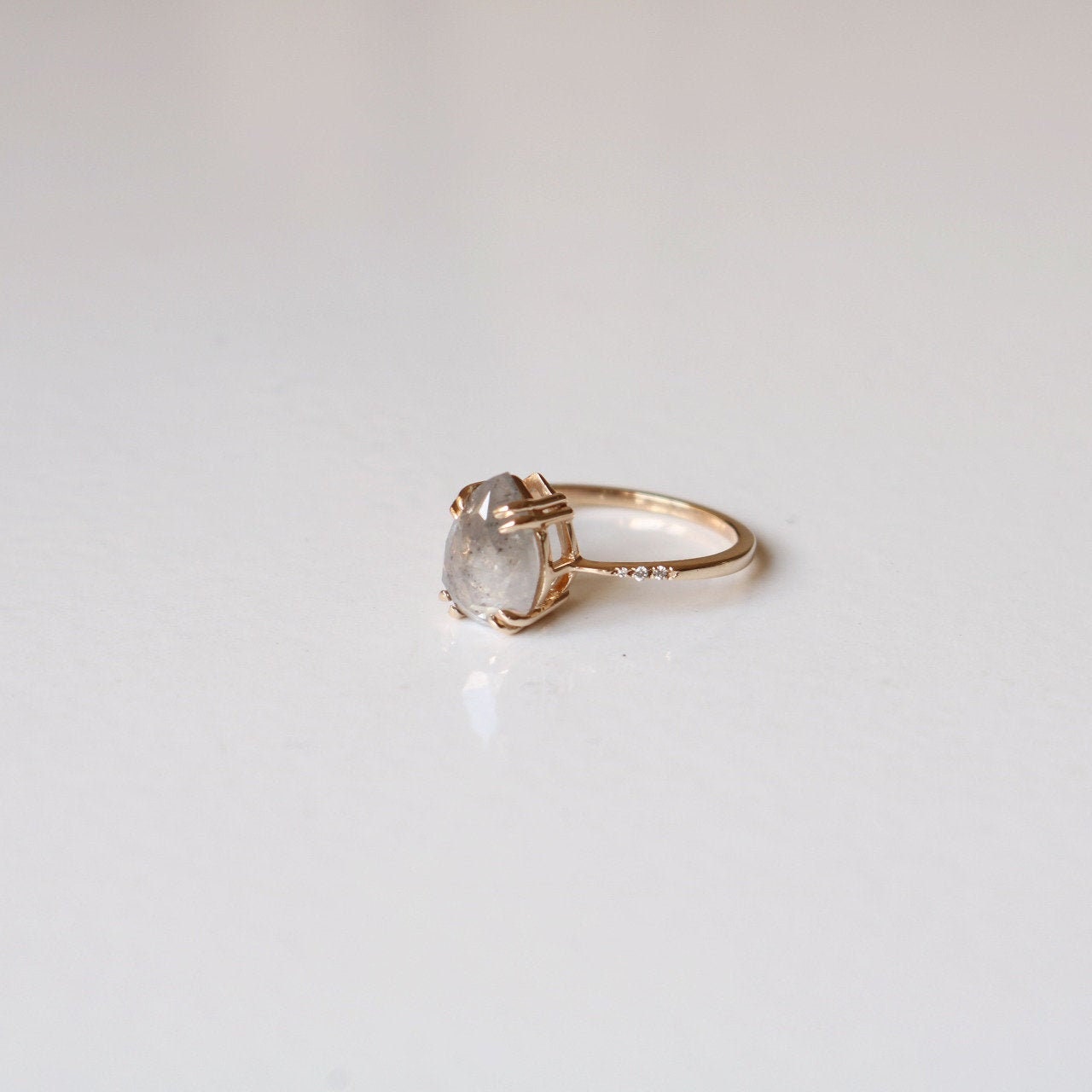 Icy Salt and Pepper Pear Diamond Engagement Ring Etsy