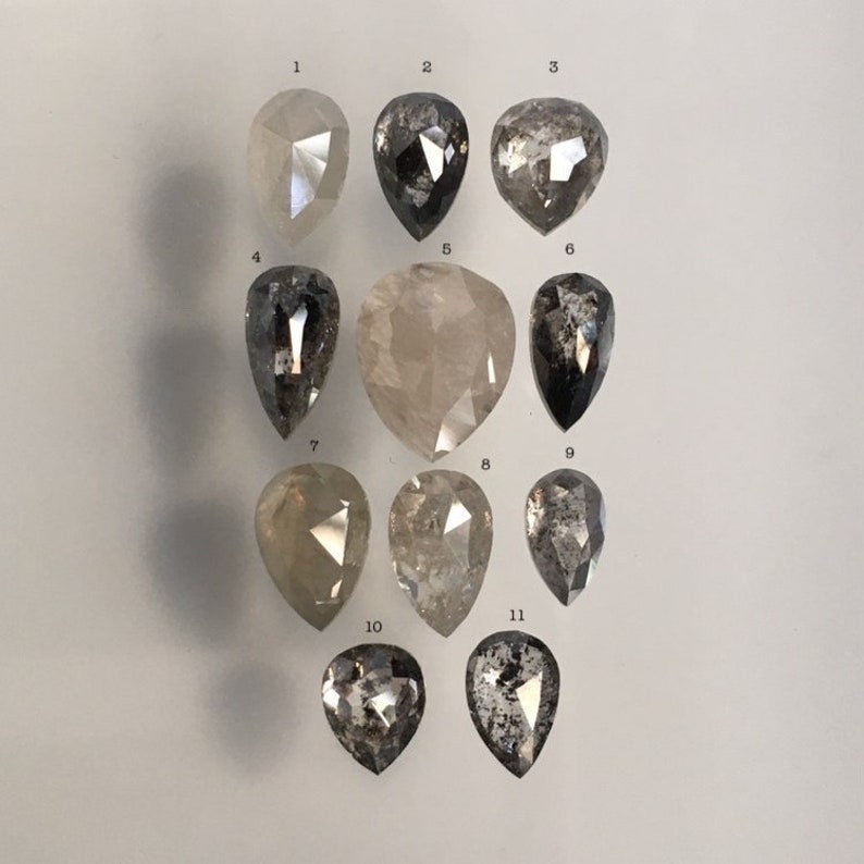 Icy Salt and Pepper Pear Diamond Engagement Ring Etsy