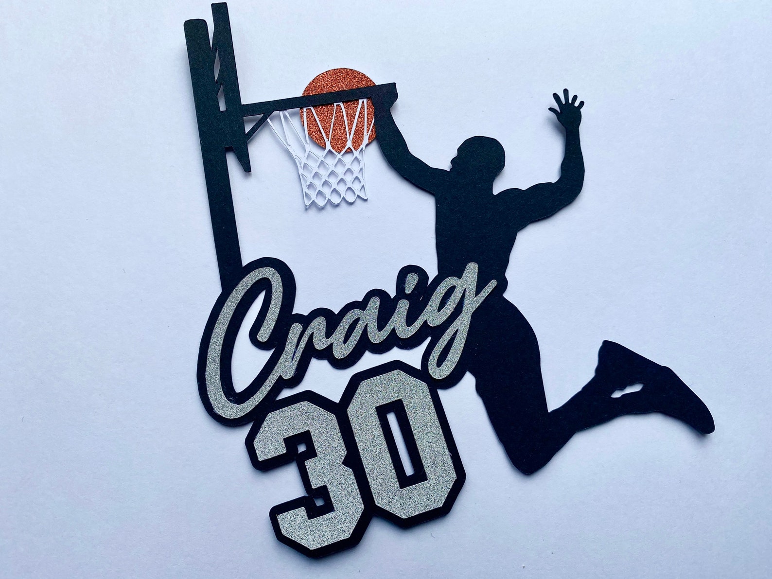 Personalised Basketball Cake Topper With Glitter Name and Etsy UK