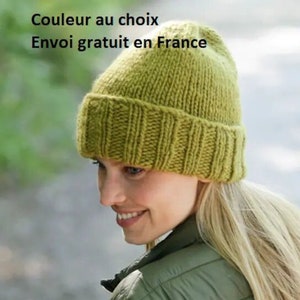 Damenmütze aus reiner handgestrickter Wolle, Herbst-Winter-Accessoire, Mütze, Beanie, Weihnachts- oder Valentinstagsgeschenk