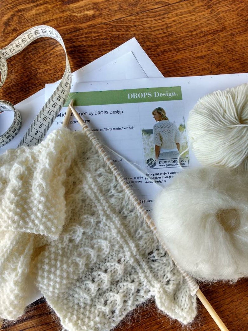 Bolero femme ajour?� en laine mohair et soie tricot?� main - Etsy France