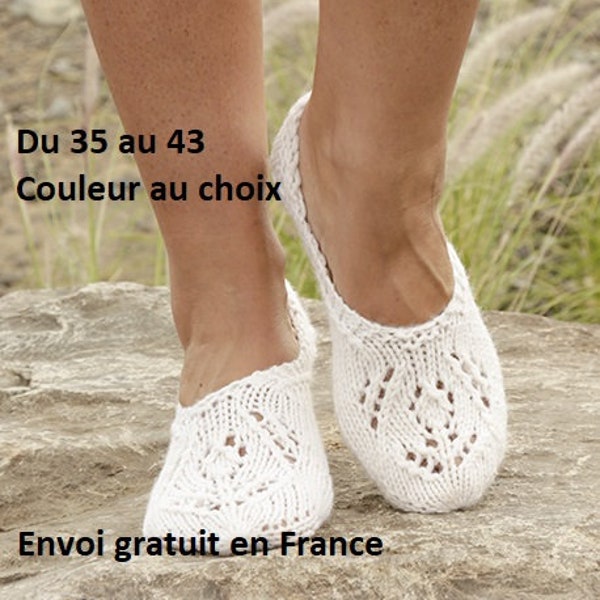 Chaussons femme laine et alpaga, tricotés main, pantoufles femme,  cadeau fête des mères anniversaire Noël, accessoire automne hiver