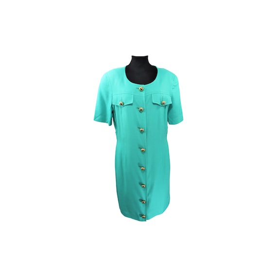 1980's Vintage Celine Turquoise Dress