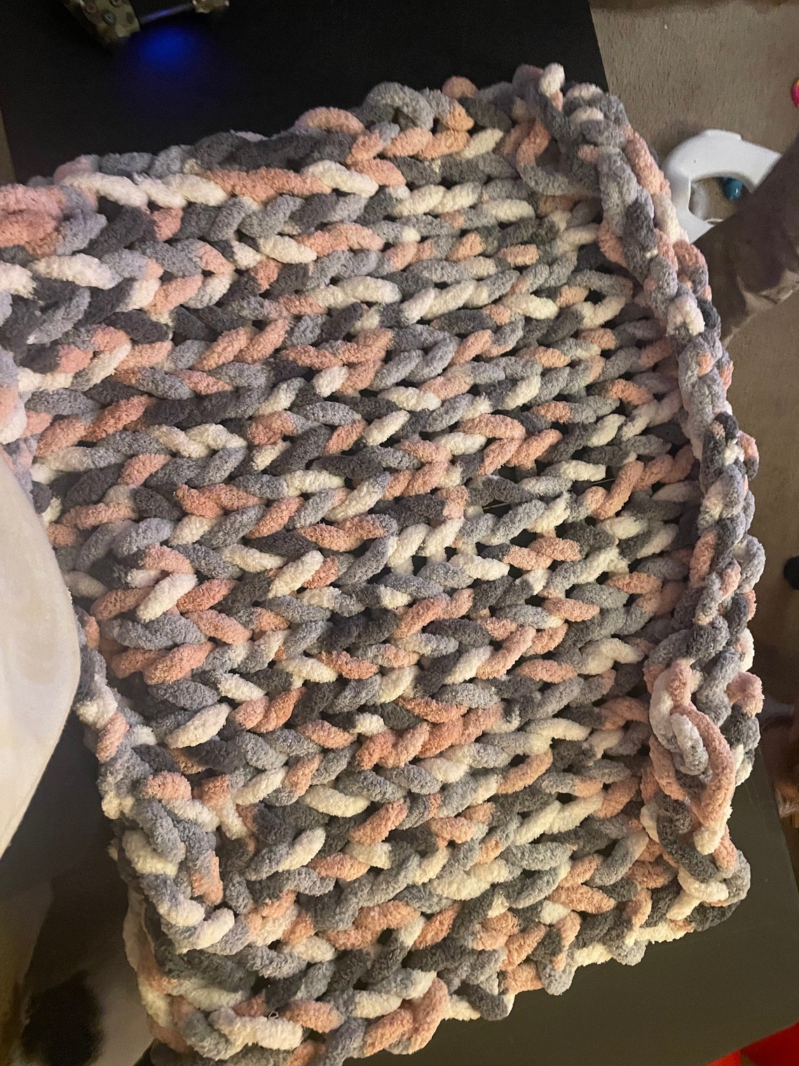 Childs Hand Knitted Chunky Blanket Etsy