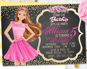 personalized barbie invitations