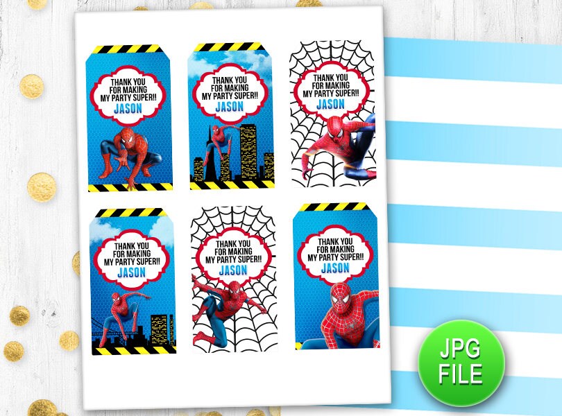 Spiderman Gift tags Birthday tags Superhero birthday tags | Etsy