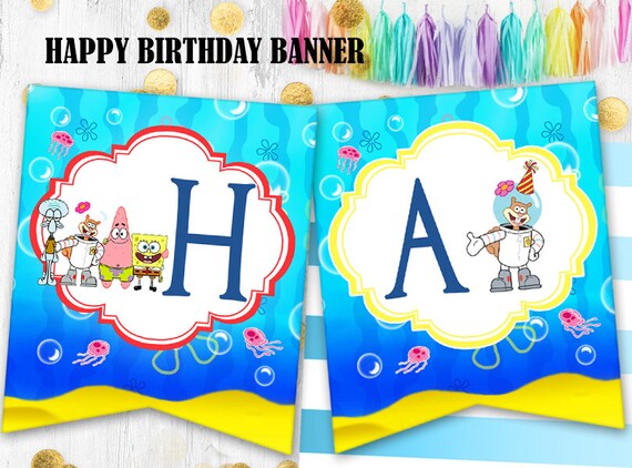 Bob Leponge Banniere Banniere Joyeux Anniversaire Guirlande Etsy Bob Leponge Banniere Banniere Joyeux Anniversaire Guirlande Etsy