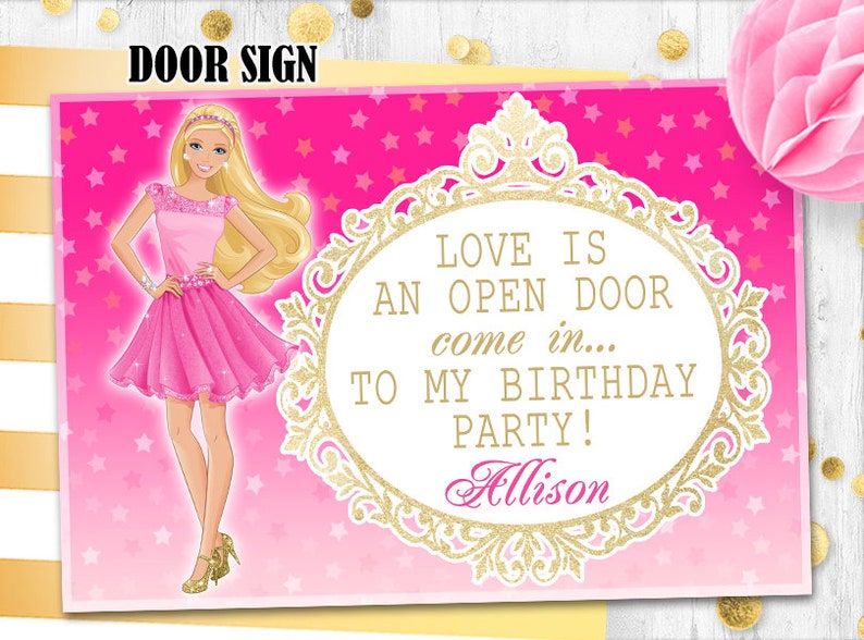 Barbie Door Sign Barbie Birthday Sign Pink Barbie Printable Etsy